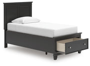 Lanolee Twin Panel Storage Bed, Dresser and Mirror in Black - PKG023903