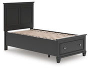 Lanolee Twin Panel Storage Bed, Dresser and Mirror in Black - PKG023903