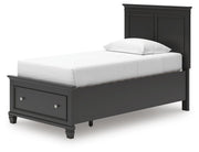 Lanolee Twin Panel Storage Bed, Dresser and Nightstand in Black - PKG023905
