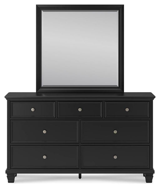 Lanolee Twin Panel Storage Bed, Dresser, Mirror and Nightstand in Black - PKG023904