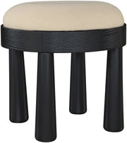 Larea Linen Textured Fabric Upholstered Ottoman in Beige - 22068Beige