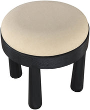 Larea Linen Textured Fabric Upholstered Ottoman in Beige - 22068Beige