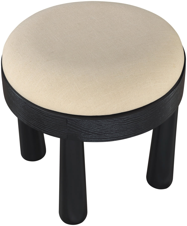 Larea Linen Textured Fabric Upholstered Ottoman in Beige - 22068Beige