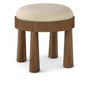 Larea Linen Textured Fabric Upholstered Ottoman in Beige - 22069Beige