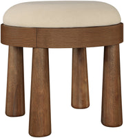 Larea Linen Textured Fabric Upholstered Ottoman in Beige - 22069Beige
