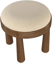 Larea Linen Textured Fabric Upholstered Ottoman in Beige - 22069Beige
