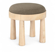 Larea Linen Textured Fabric Upholstered Ottoman in Brown - 22067Brown