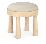 Larea Linen Textured Fabric Upholstered Ottoman in Cream - 22067Cream