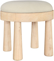 Larea Linen Textured Fabric Upholstered Ottoman in Cream - 22067Cream