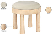 Larea Linen Textured Fabric Upholstered Ottoman in Cream - 22067Cream