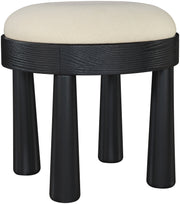 Larea Linen Textured Fabric Upholstered Ottoman in Cream - 22068Cream