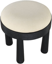 Larea Linen Textured Fabric Upholstered Ottoman in Cream - 22068Cream