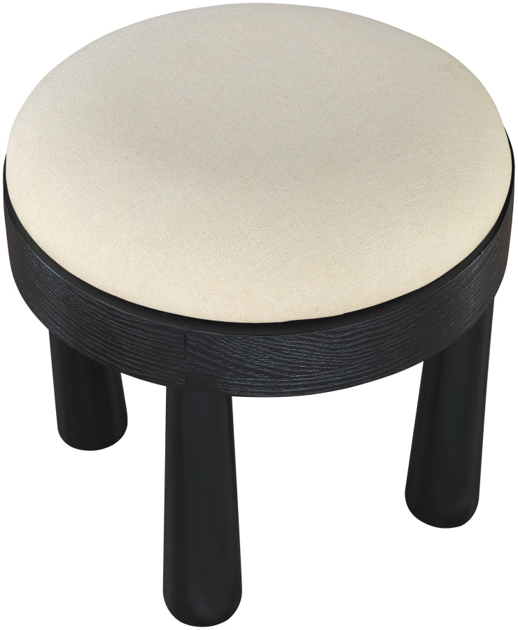 Larea Linen Textured Fabric Upholstered Ottoman in Cream - 22068Cream