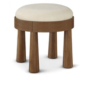 Larea Linen Textured Fabric Upholstered Ottoman in Cream - 22069Cream