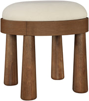 Larea Linen Textured Fabric Upholstered Ottoman in Cream - 22069Cream