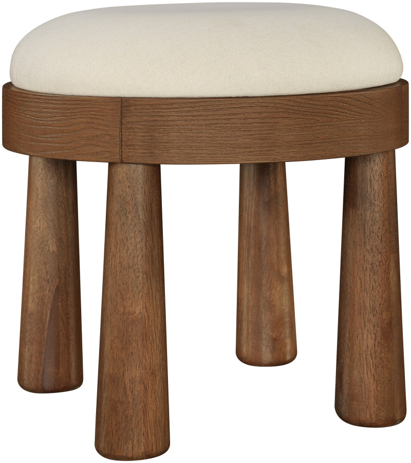 Larea Linen Textured Fabric Upholstered Ottoman in Cream - 22069Cream