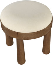 Larea Linen Textured Fabric Upholstered Ottoman in Cream - 22069Cream
