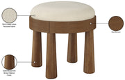 Larea Linen Textured Fabric Upholstered Ottoman in Cream - 22069Cream
