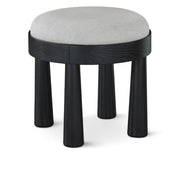 Larea Linen Textured Fabric Upholstered Ottoman in Grey - 22068Grey