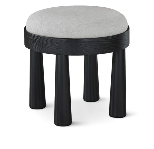 Larea Linen Textured Fabric Upholstered Ottoman in Grey - 22068Grey