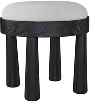 Larea Linen Textured Fabric Upholstered Ottoman in Grey - 22068Grey