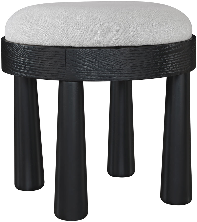 Larea Linen Textured Fabric Upholstered Ottoman in Grey - 22068Grey