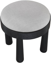Larea Linen Textured Fabric Upholstered Ottoman in Grey - 22068Grey