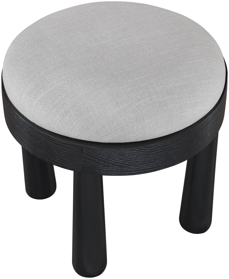 Larea Linen Textured Fabric Upholstered Ottoman in Grey - 22068Grey