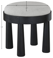 Larea Linen Textured Fabric Upholstered Ottoman in Grey - 22068Grey