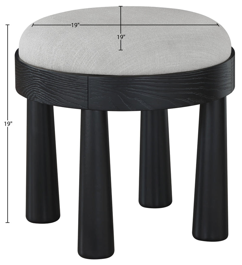 Larea Linen Textured Fabric Upholstered Ottoman in Grey - 22068Grey