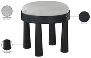 Larea Linen Textured Fabric Upholstered Ottoman in Grey - 22068Grey