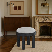 Larea Linen Textured Fabric Upholstered Ottoman in Grey - 22068Grey