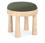 Larea Linen Textured Fabric Upholstered Ottoman in Olive - 22067Olive
