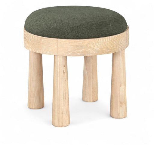 Larea Linen Textured Fabric Upholstered Ottoman in Olive - 22067Olive