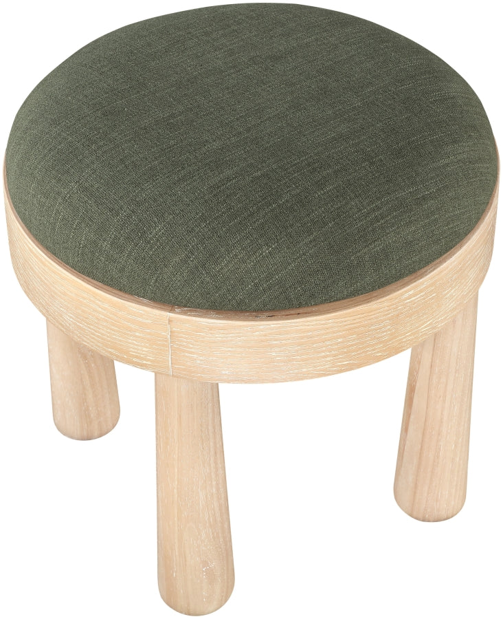 Larea Linen Textured Fabric Upholstered Ottoman in Olive - 22067Olive