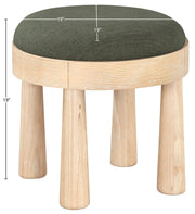 Larea Linen Textured Fabric Upholstered Ottoman in Olive - 22067Olive