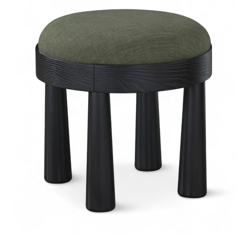 Larea Linen Textured Fabric Upholstered Ottoman in Olive - 22068Olive