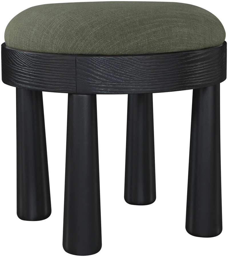 Larea Linen Textured Fabric Upholstered Ottoman in Olive - 22068Olive