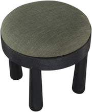 Larea Linen Textured Fabric Upholstered Ottoman in Olive - 22068Olive
