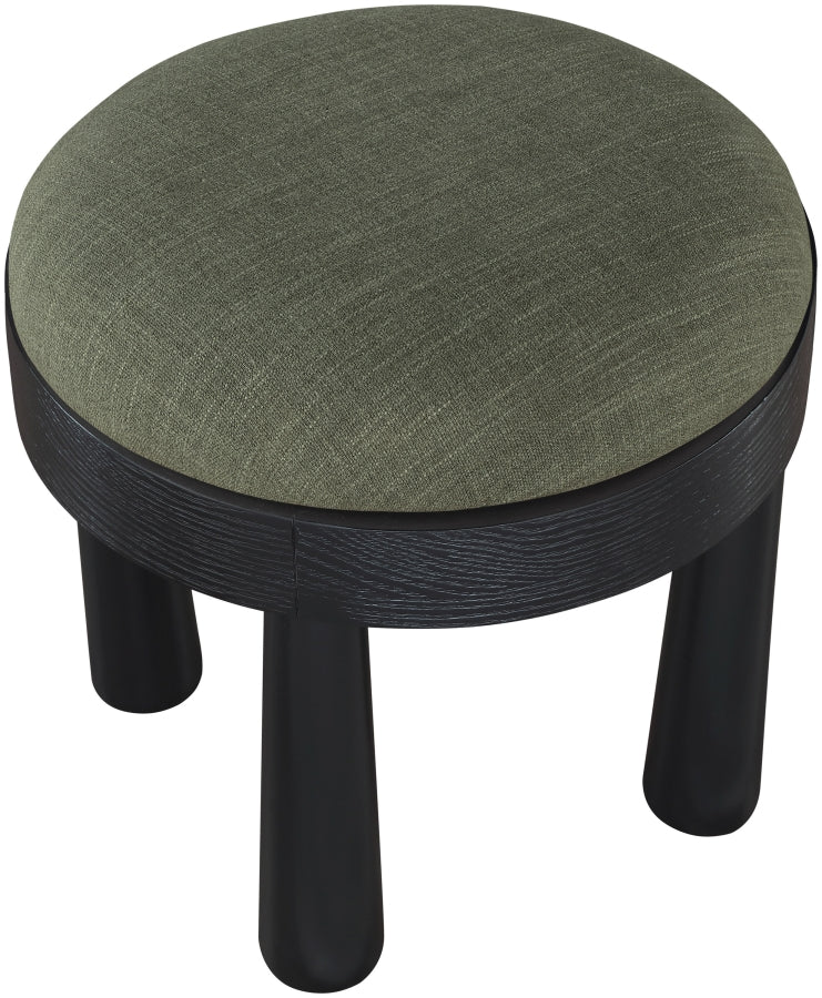 Larea Linen Textured Fabric Upholstered Ottoman in Olive - 22068Olive