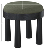 Larea Linen Textured Fabric Upholstered Ottoman in Olive - 22068Olive