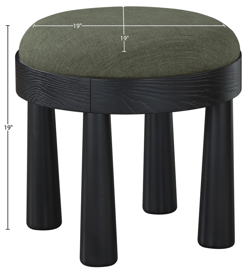 Larea Linen Textured Fabric Upholstered Ottoman in Olive - 22068Olive