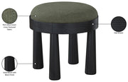 Larea Linen Textured Fabric Upholstered Ottoman in Olive - 22068Olive