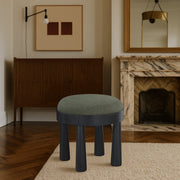 Larea Linen Textured Fabric Upholstered Ottoman in Olive - 22068Olive