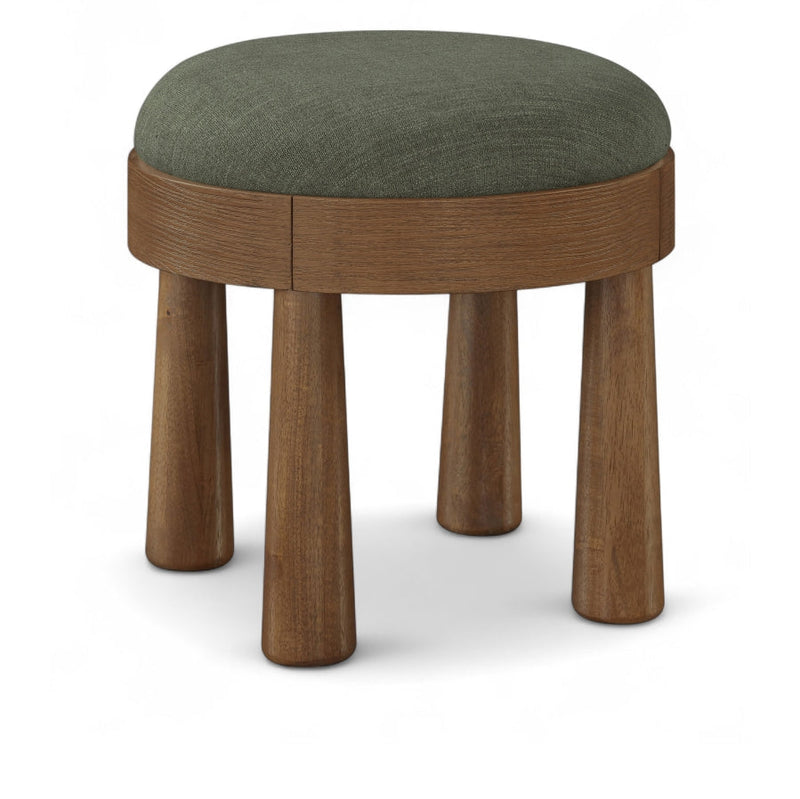 Larea Linen Textured Fabric Upholstered Ottoman in Olive - 22069Olive