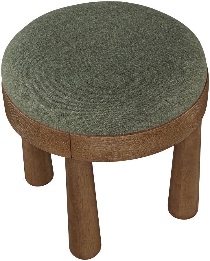 Larea Linen Textured Fabric Upholstered Ottoman in Olive - 22069Olive