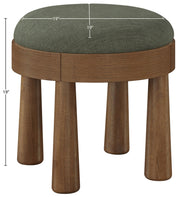 Larea Linen Textured Fabric Upholstered Ottoman in Olive - 22069Olive
