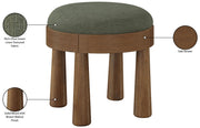 Larea Linen Textured Fabric Upholstered Ottoman in Olive - 22069Olive