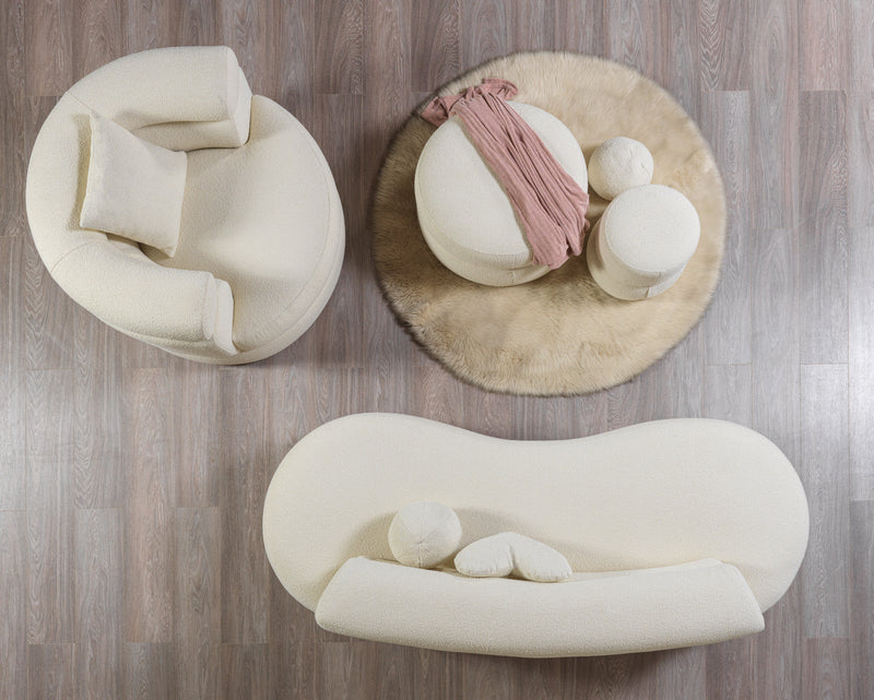 Larissa Ivory Boucle Loveseat - Gate FurnitureLoveseat