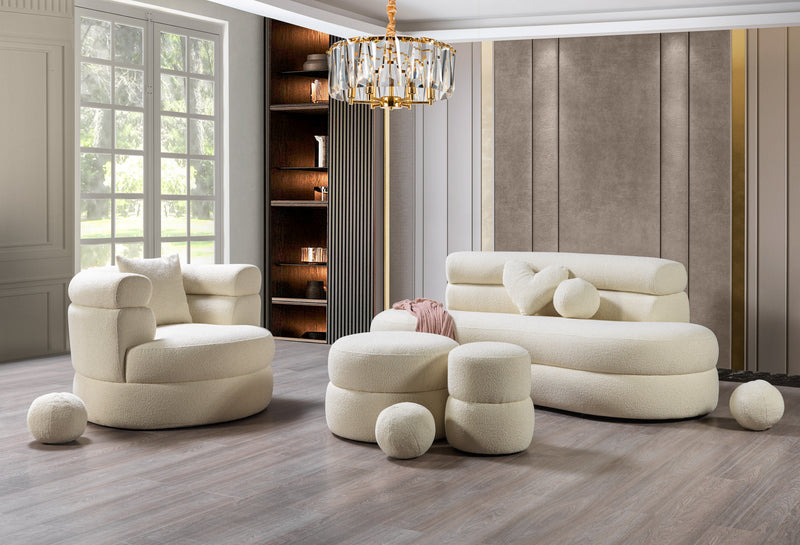 Larissa Ivory Boucle Loveseat - Gate FurnitureLoveseat